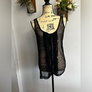 Vanity tank top mesh lace ruffle whimsical goth vampire witchy romantic fairy